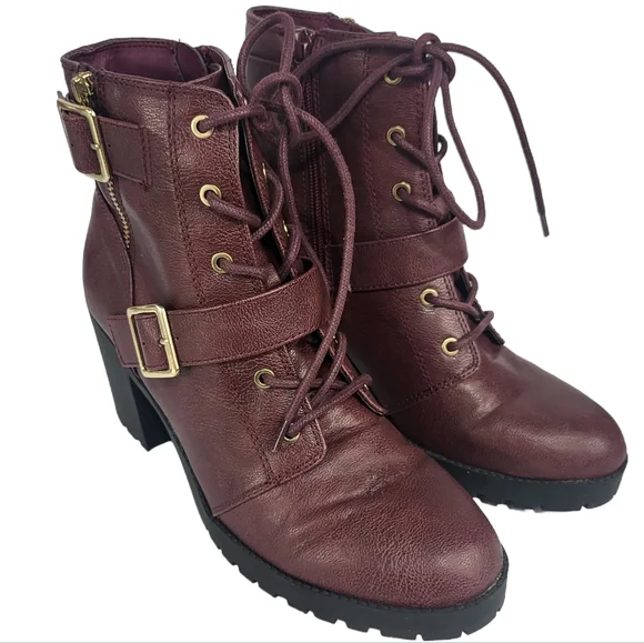 Sun + Stone Ivvie Lug Sole Booties  Wine 8 - Picture 2 of 4